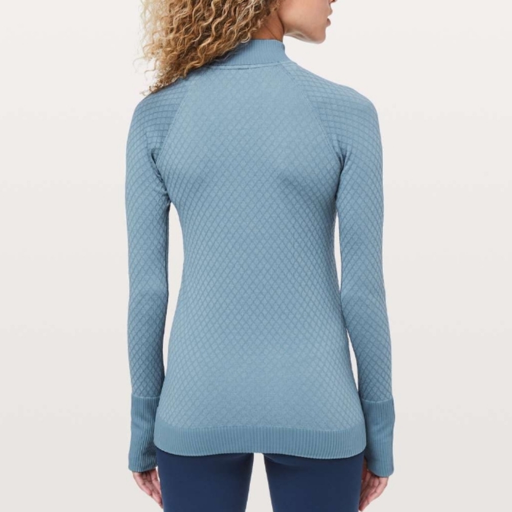 Lululemon Rest Less size 6 slate blue and white 1/2 zip pullover - Picture 5 of 9